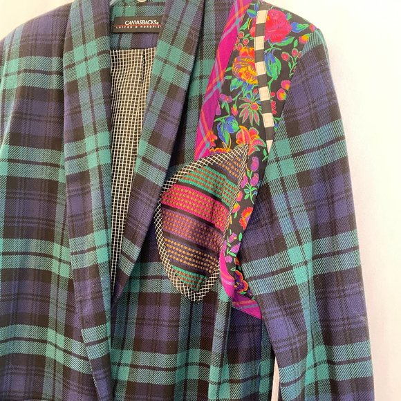 SOLD Canvasbacks Lutton & Horsefield Mixed Media Plaid Blazer NWOT - Picture 7 of 15